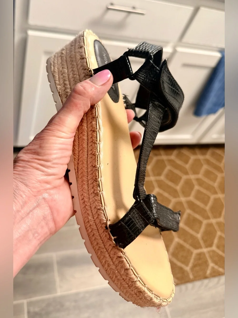 Nine West Black Espadrille Wedge Sandals